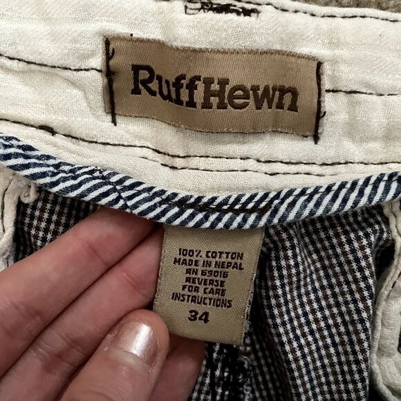 Ruff Hewn men's shorts checkered blue and white pants comfortable bermuda summer - Picture 3 of 4